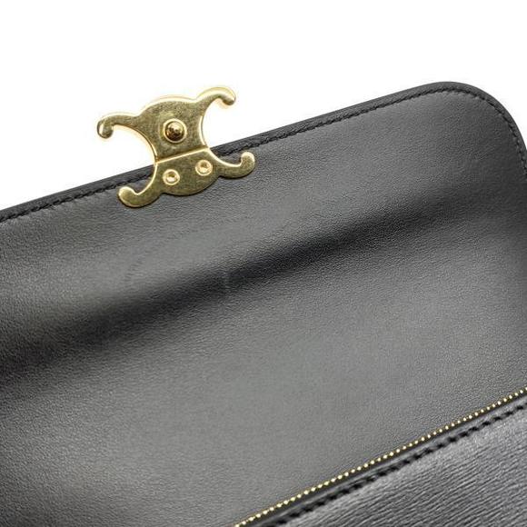 Celine Triomphe Shiny Calfskin Long Wallet Black - Picture 6 of 10